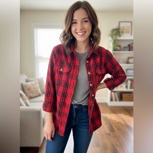 Japna Red Plaid Women's Coat